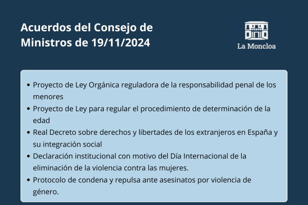 Acuerdos del Consejo de Ministros de 19/11/2024